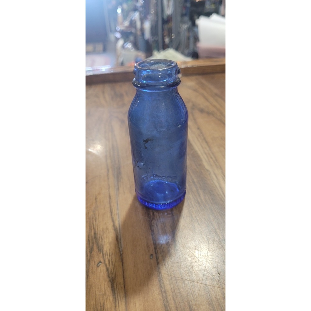 Vintage Emerson Drug Co Bromo Seltzer Blue Glass Apothecary Bottle Antique